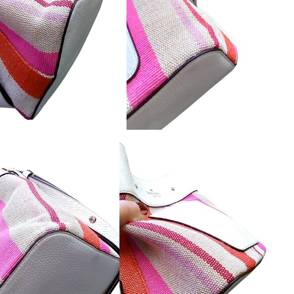 Kate Spade NEW Marti Canvas & Leather Striped Bucket Bag $359 - Picture 7 of 8